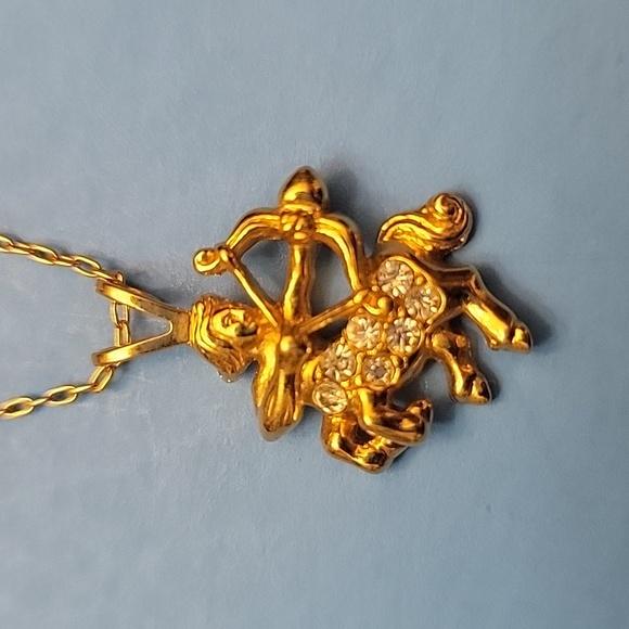 Avon Jewelry - Vintage Centaur Sagittarius Zodiac Avon Gold Tone & Rhinestone Necklace